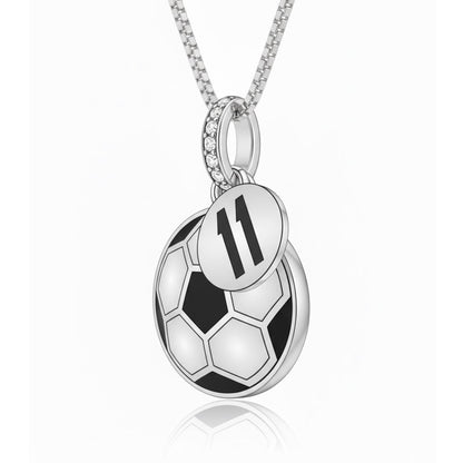Soccer Ball Pendant With Enamel & Zircon Customized Jersey Number "11" Tag