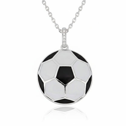Soccer Ball Pendant with Zircon & Enamel Detailing