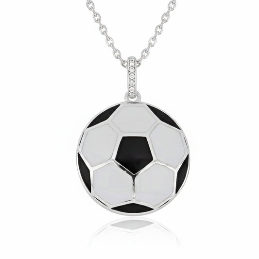 Soccer Ball Pendant with Zircon & Enamel Detailing
