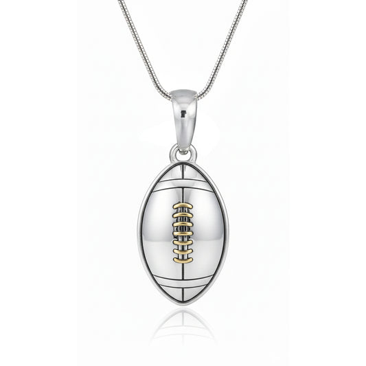 Football Pendant – Sports Football With Pen Rhodium