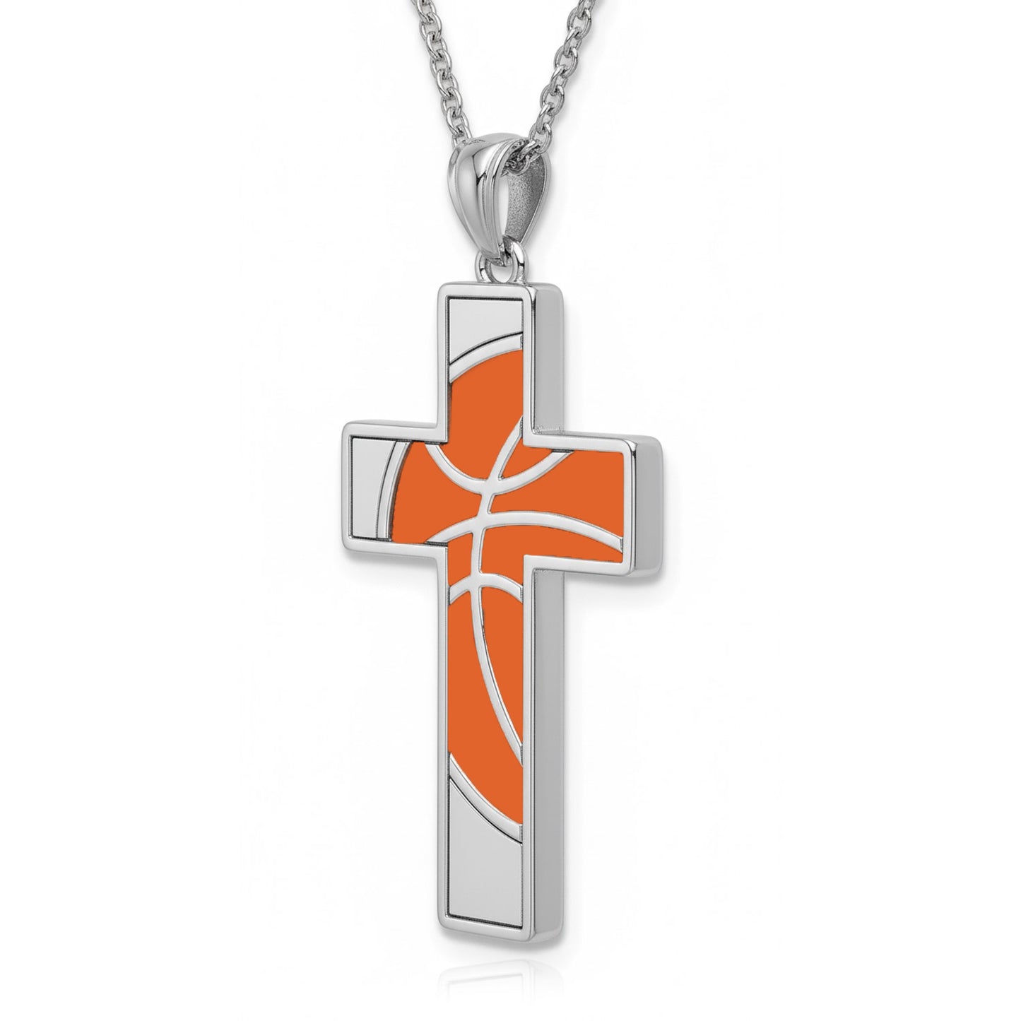 Basketball Pendant – Cross Design with Enamel