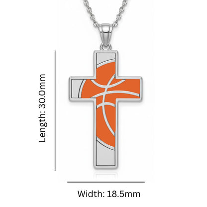 Basketball Pendant – Cross Design with Enamel