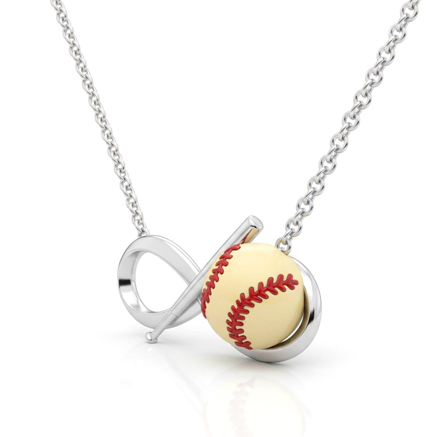 Softball Pendant – Infinity Design with Bat & Ball