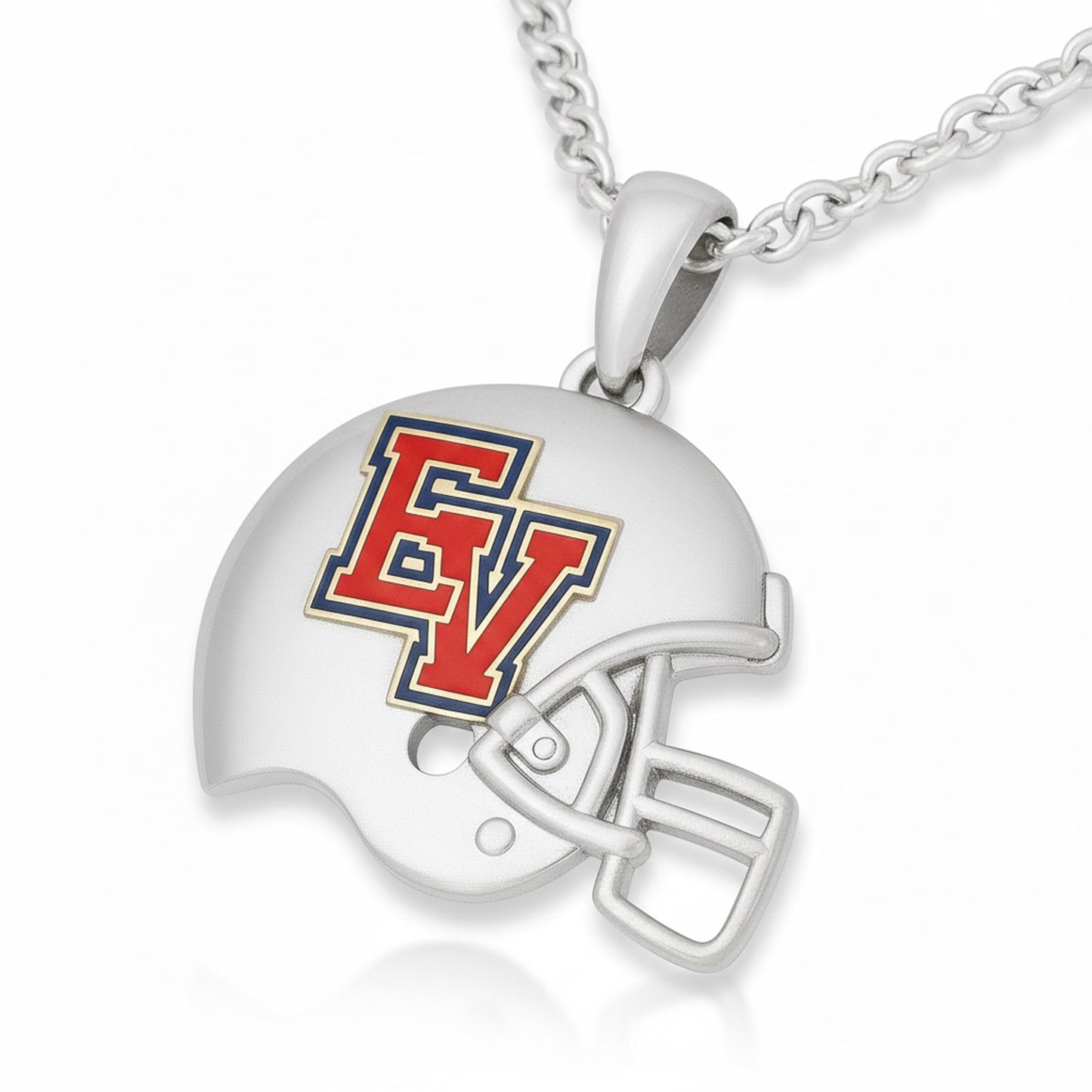 East View High School Helmet With Enamel “EV” Logo Pendant (Patriots)
