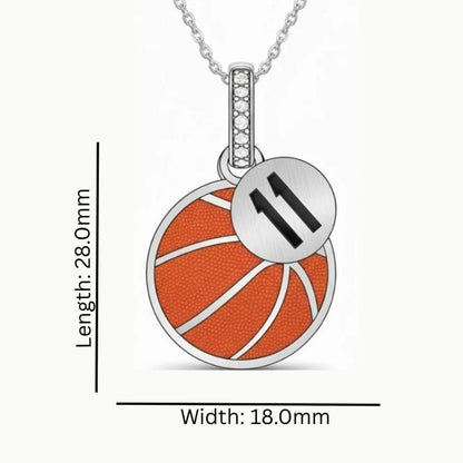 Basketball Pendant With Zircon & Jersey Number " 11" Design Tag