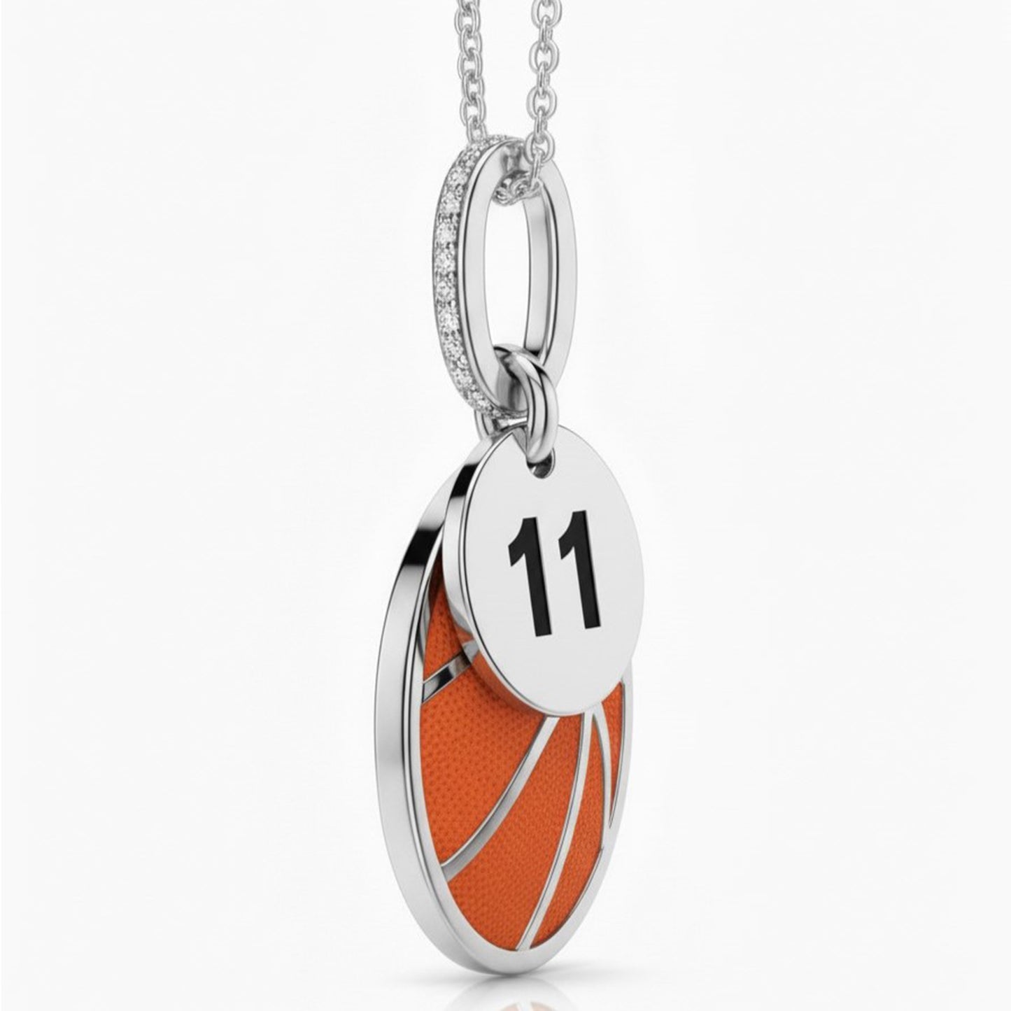 Basketball Pendant With Zircon & Jersey Number " 11" Design Tag