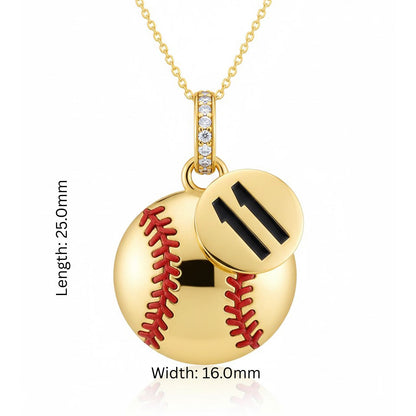 Softball Pendant With Enamel Accent & Zircon Customized Jersey Number “11” Design