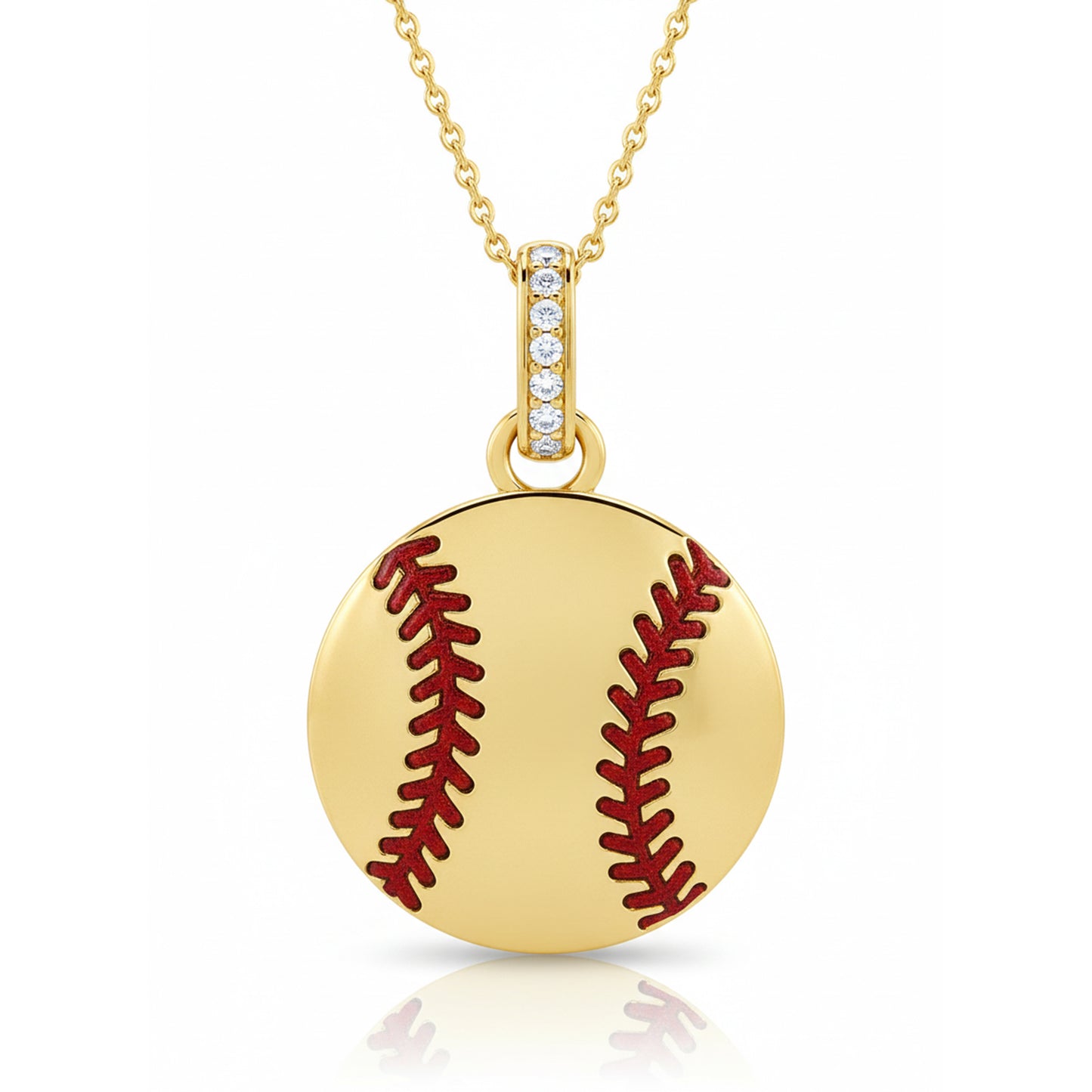 Softball Pendant With Enamel Accent & Zircon