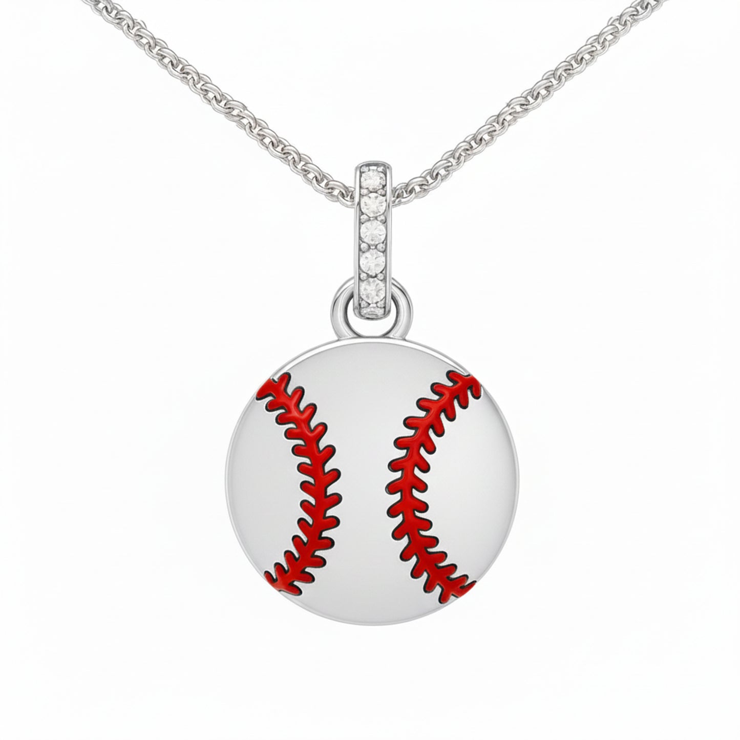 Baseball Pendant – Ball Red Stitching And White Zircon
