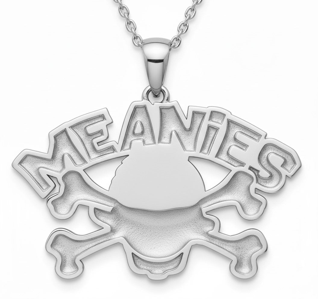 Meanies skull and crossbones pendant with enamel & yellow gold plating