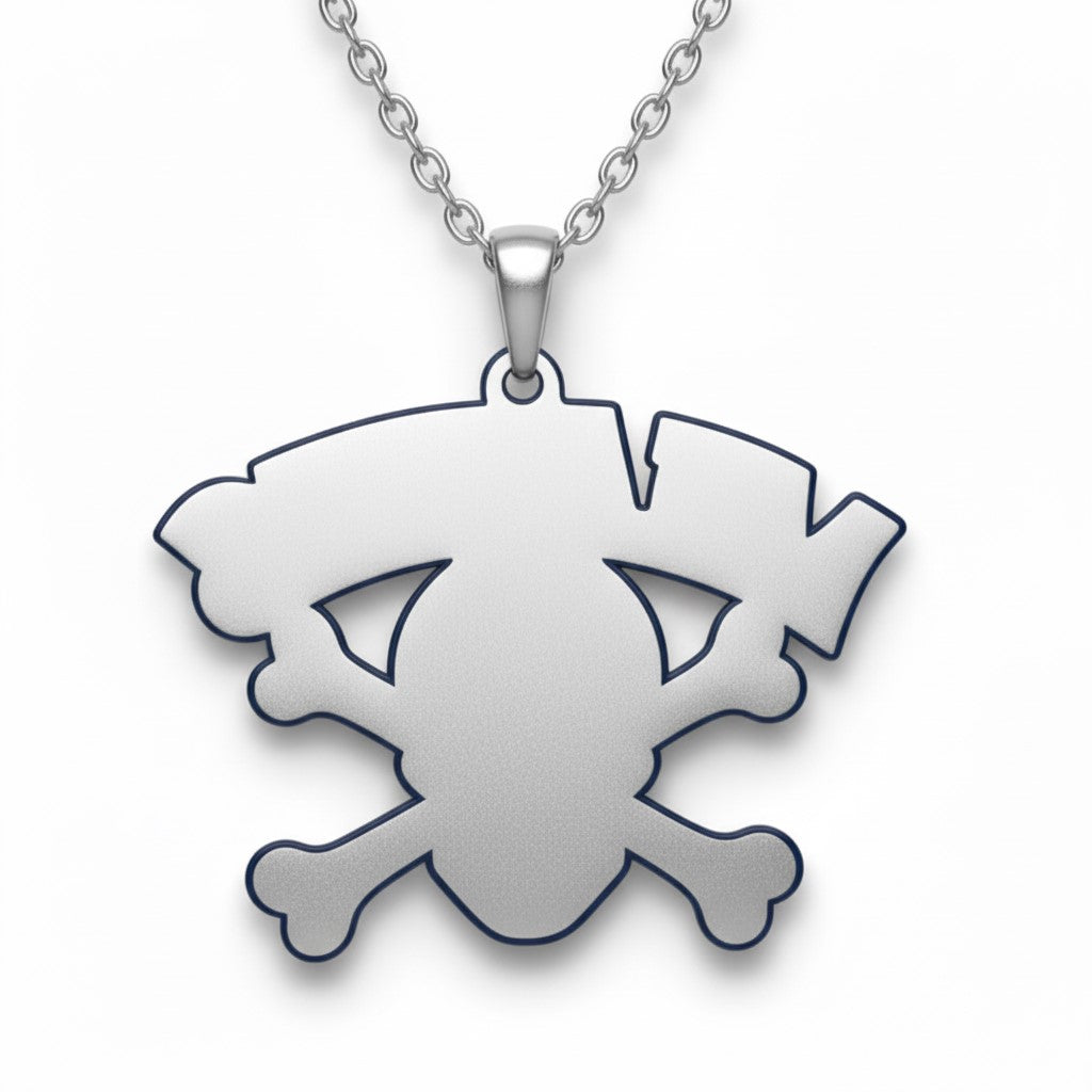 Meanies" Skull & Crossbones Pendant: Enamel Finish