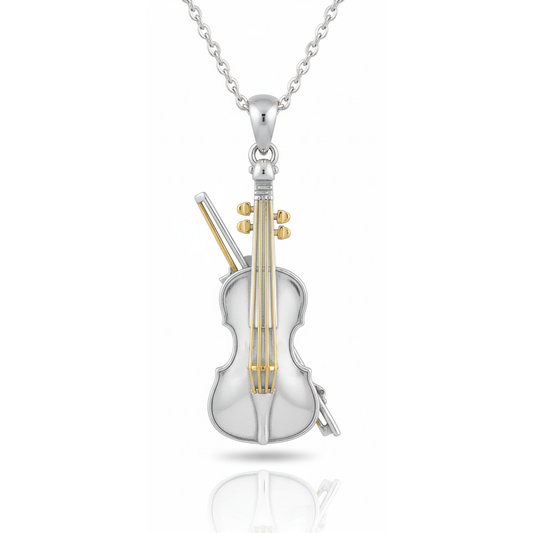 Miniature Violin and Bow Pendant