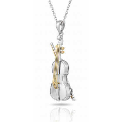 Miniature Violin and Bow Pendant
