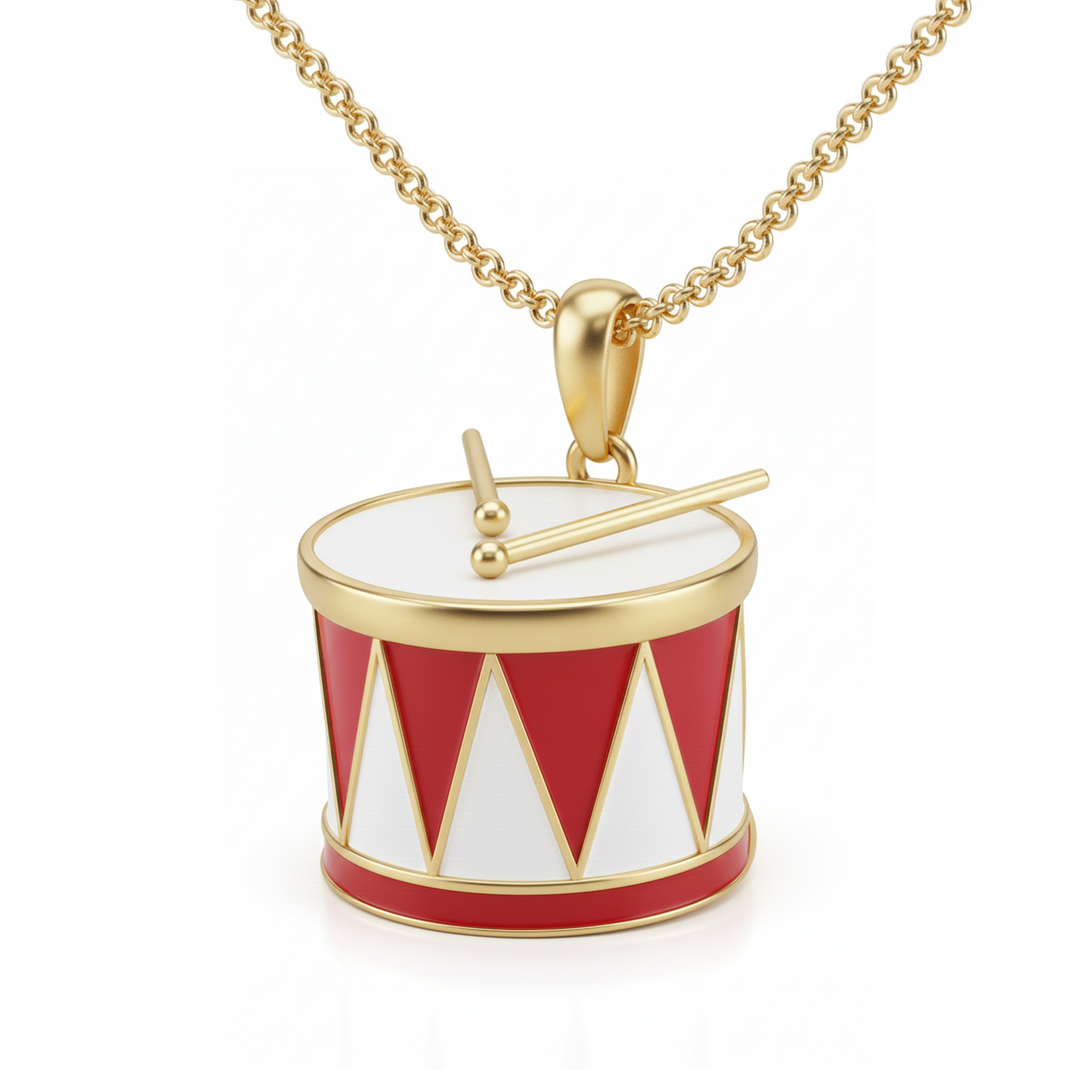 Gold Plated Drum Pendant With Enamel - Music Lovers Pendant