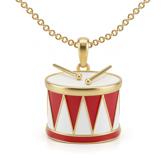 Gold Plated Drum Pendant With Enamel - Music Lovers Pendant