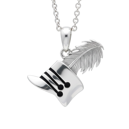 Top Hat and Feather Pendant - Music Lover