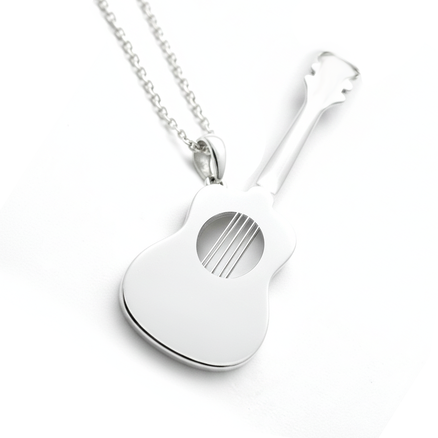 Heartfelt Melody Guitar Pendant With Enamel Pink Heart