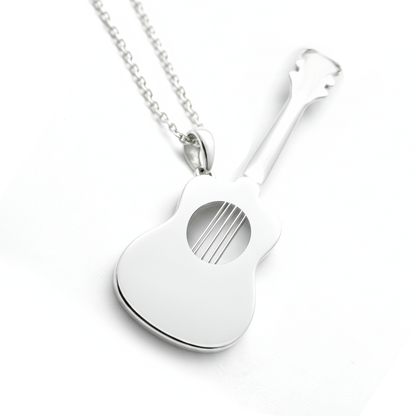 Heartfelt Melody Guitar Pendant With Enamel Pink Heart