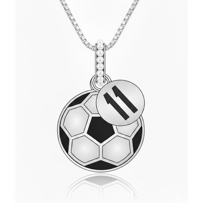 Soccer Ball Pendant with Enamel Finish & False beads Customized Jersey Number "11" Tag