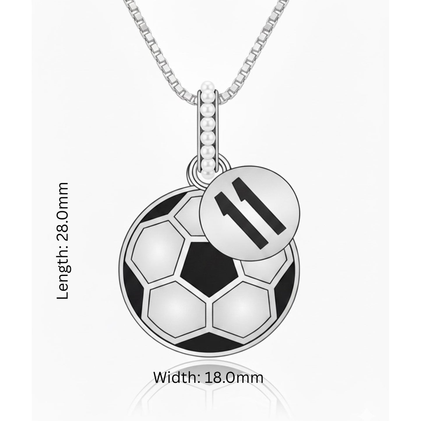Soccer Ball Pendant with Enamel Finish & False beads Customized Jersey Number "11" Tag