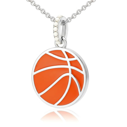 Basketball Ball Pendant with False Beads and Enamel