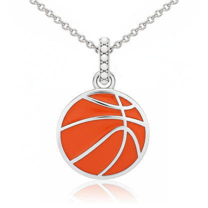 Basketball Ball Pendant with False Beads and Enamel
