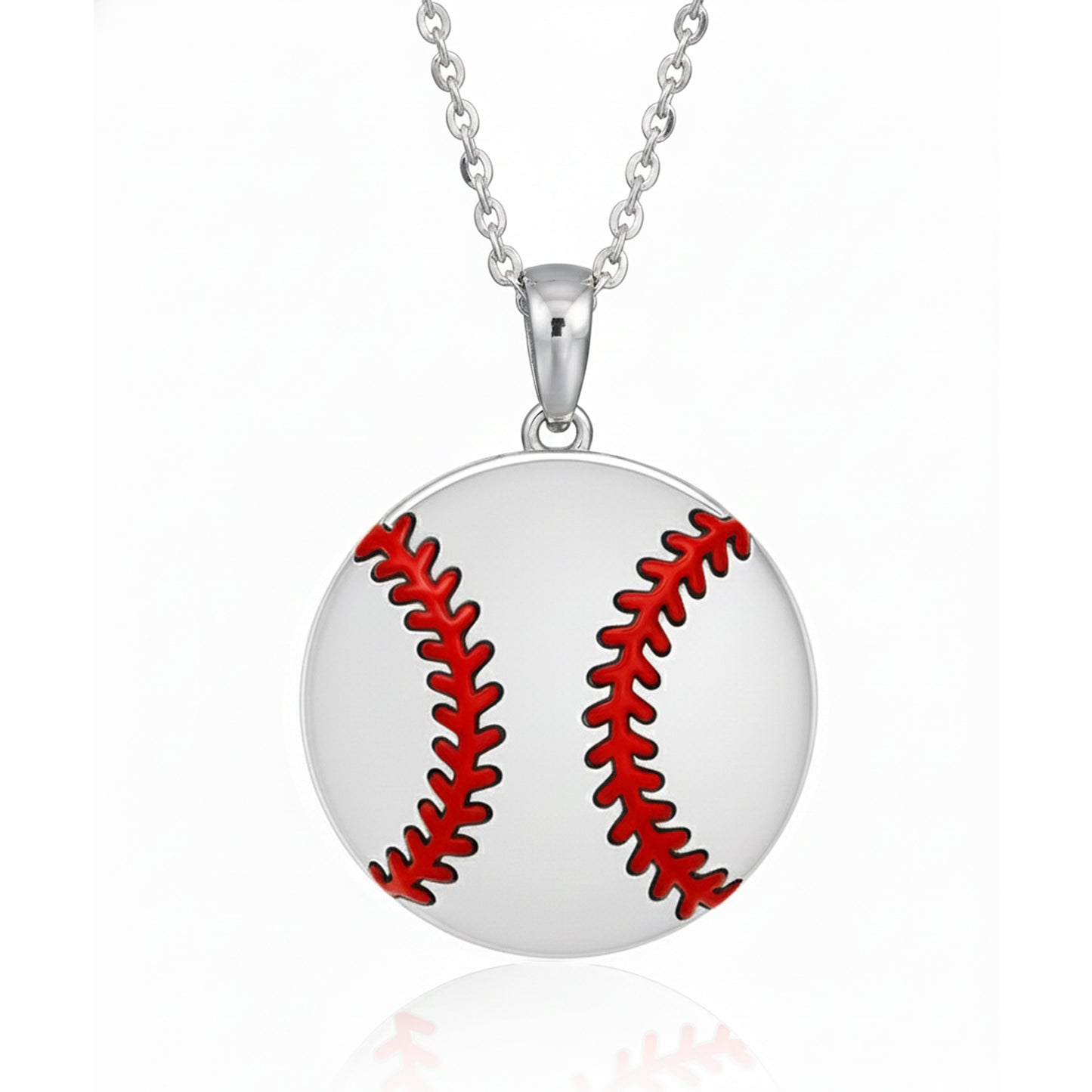 Baseball Ball Pendant with Red Stitch Enamel