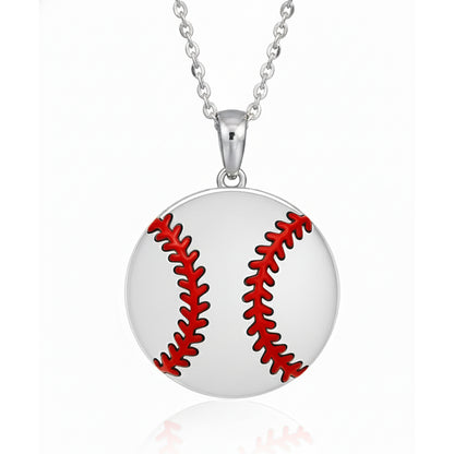 Baseball Ball Pendant with Red Stitch Enamel