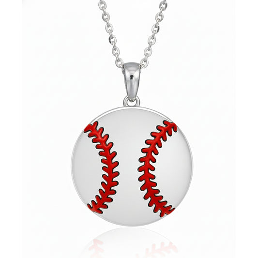 Baseball Ball Pendant with Red Stitch Enamel