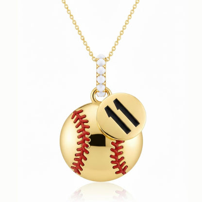 Softball Pendant With False Beads & Customized No. "11" Tag Pendant