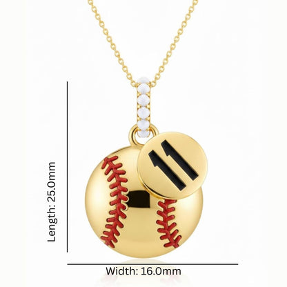 Softball Pendant With False Beads & Customized No. "11" Tag Pendant