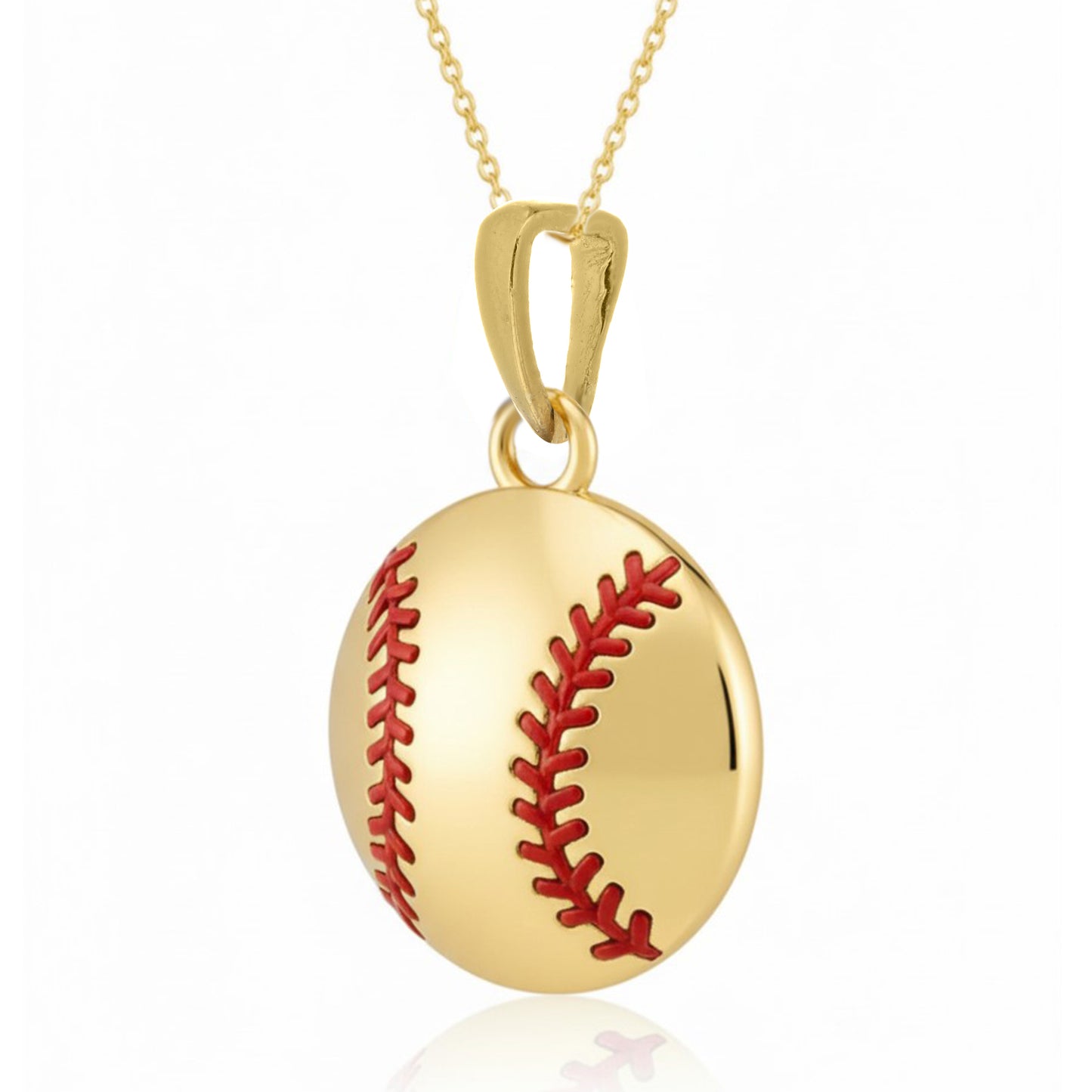 Softball Ball Enamel With Yellow Gold Plated Pendant