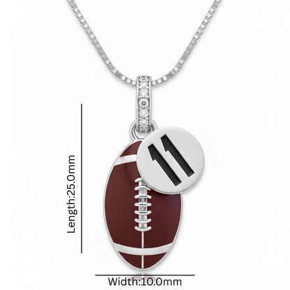Football Pendant with Zircon Accents & Enamel Jersey Number "11" Tag