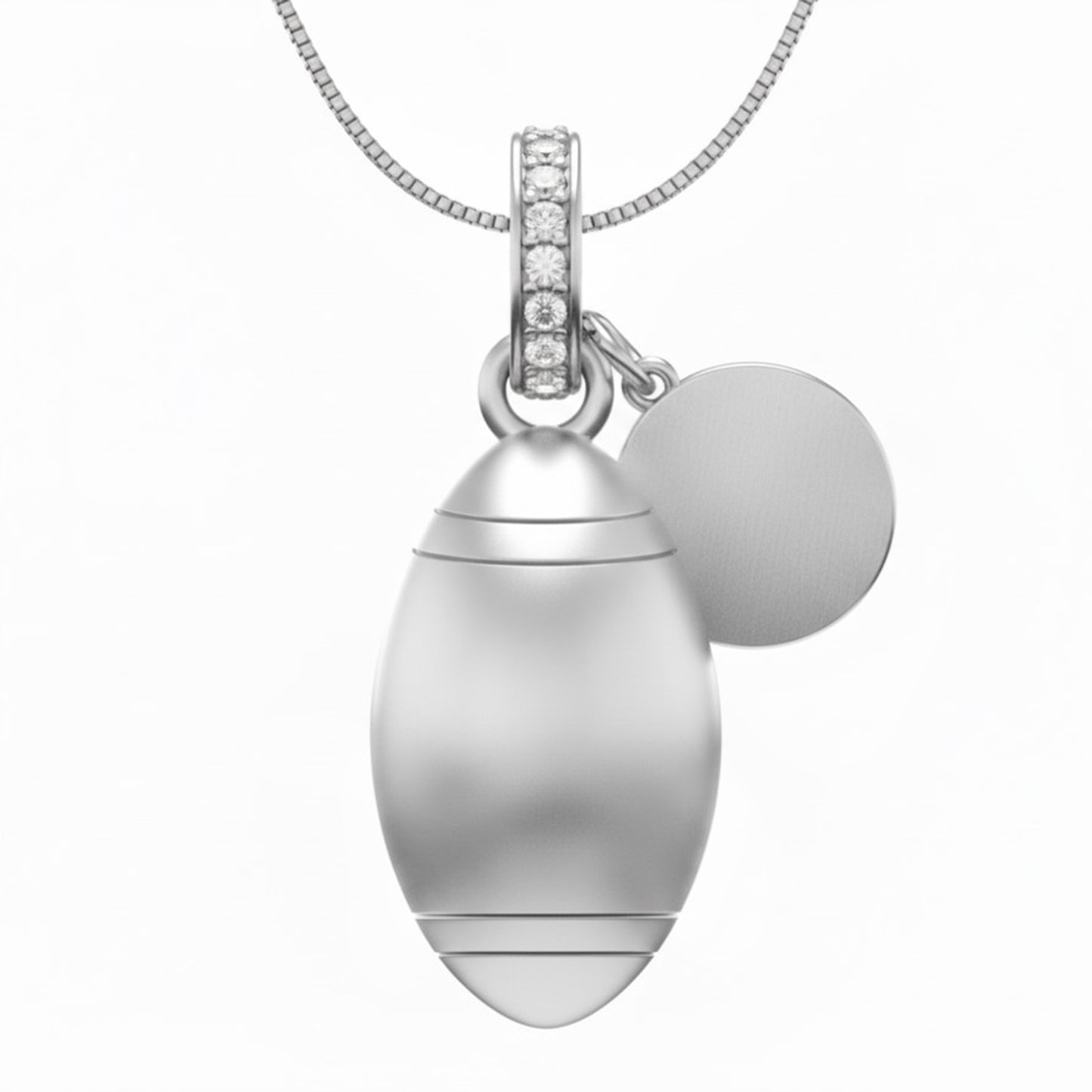 Football Pendant with Zircon Accents & Enamel Jersey Number "11" Tag