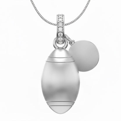 Football Pendant with Zircon Accents & Enamel Jersey Number "11" Tag