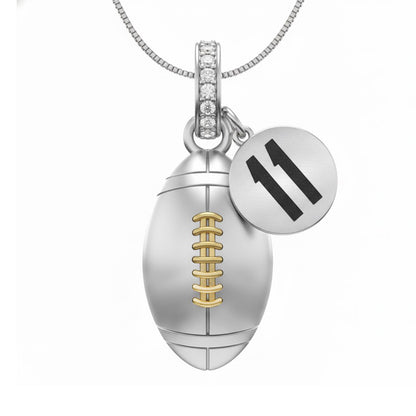Football Pendant with Zircon & Jersey Number"11" Design Charm