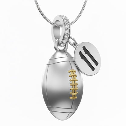 Football Pendant with Zircon & Jersey Number"11" Design Charm