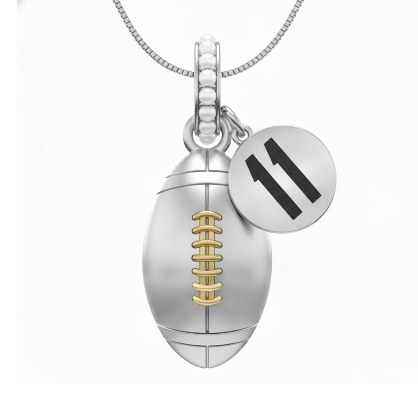 Football Pendant With False Beads Jersey Number Charm