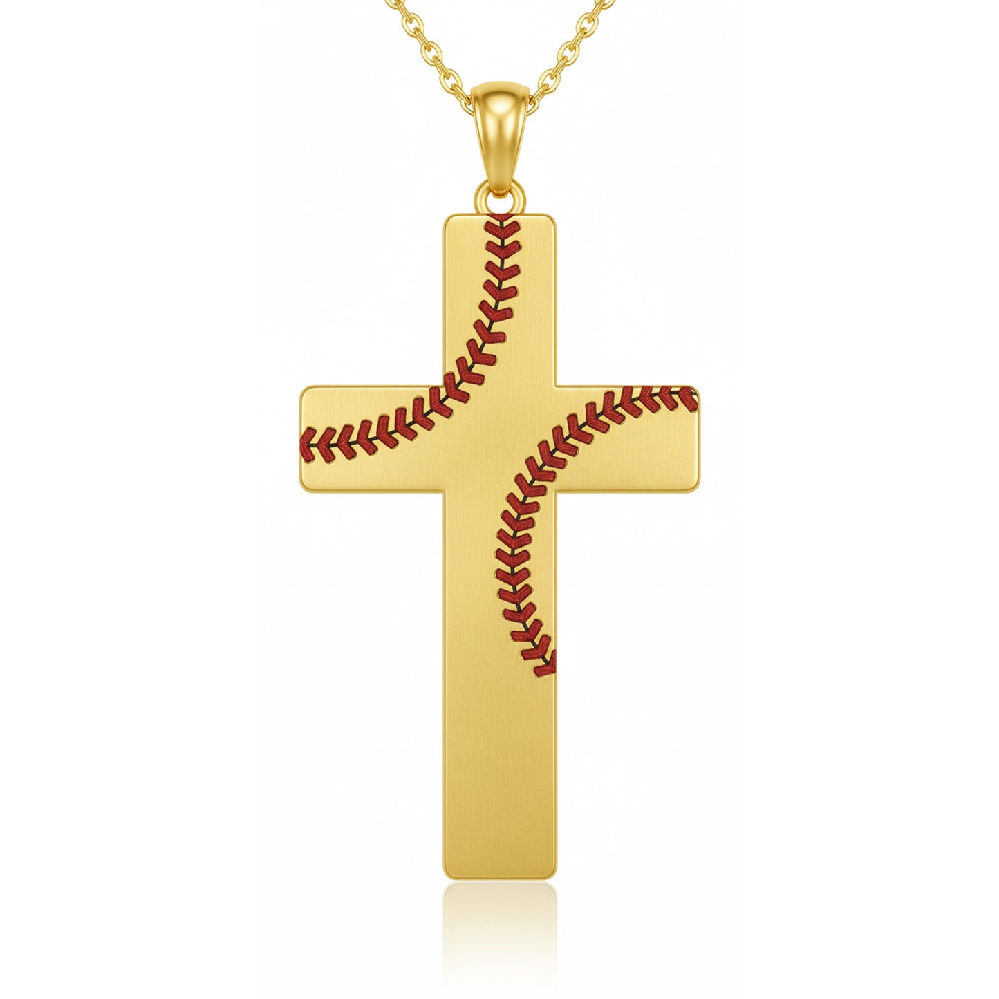 Striking Softball Cross Pendant With Enamel & Yellow Gold plated