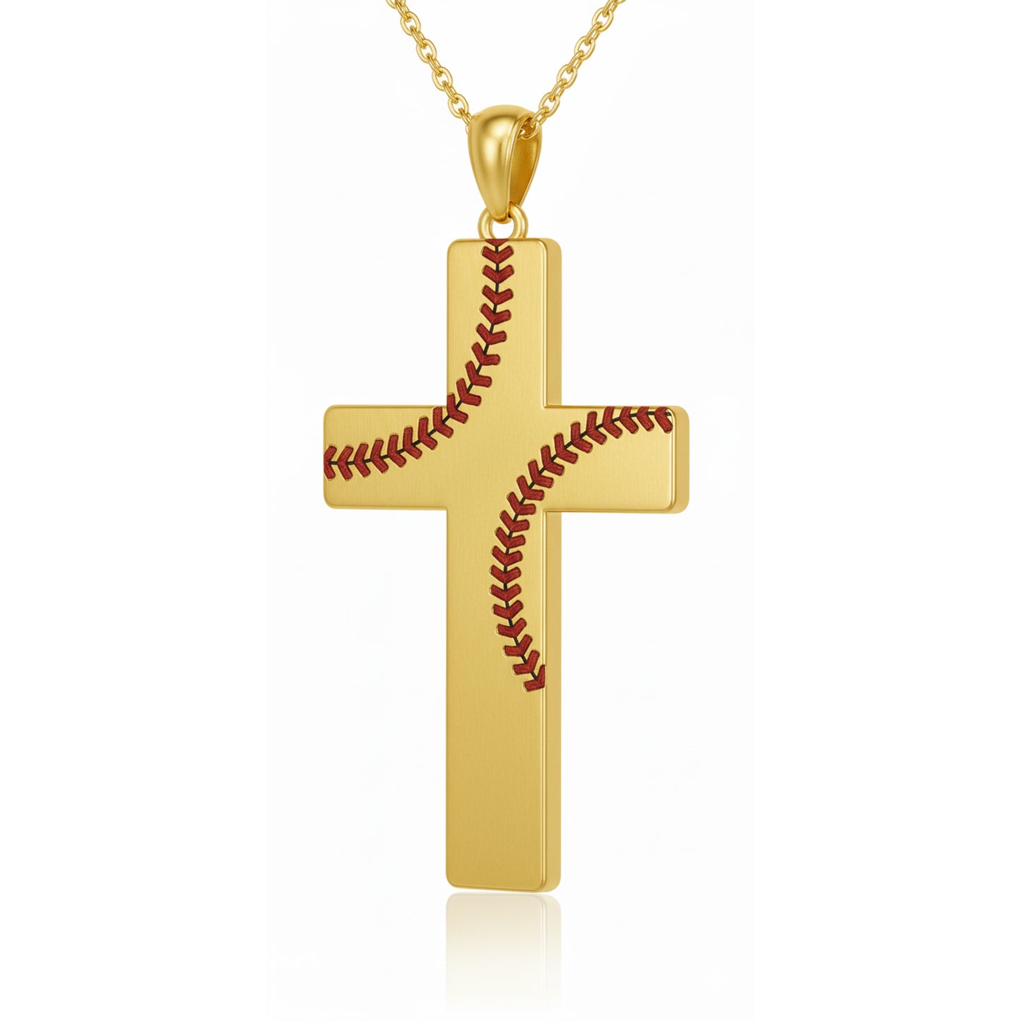 Striking Softball Cross Pendant With Enamel & Yellow Gold plated