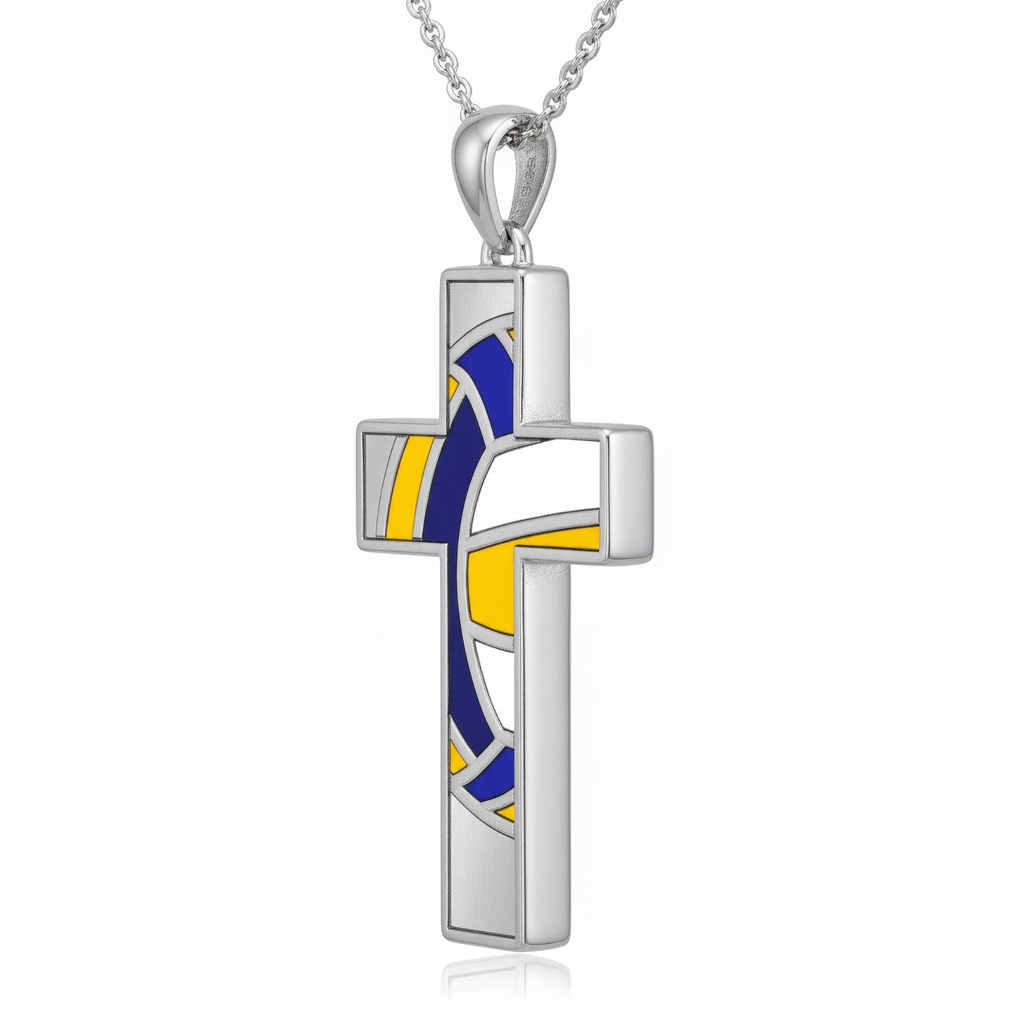 Volleyball Captain Cross Pendant With Enamel