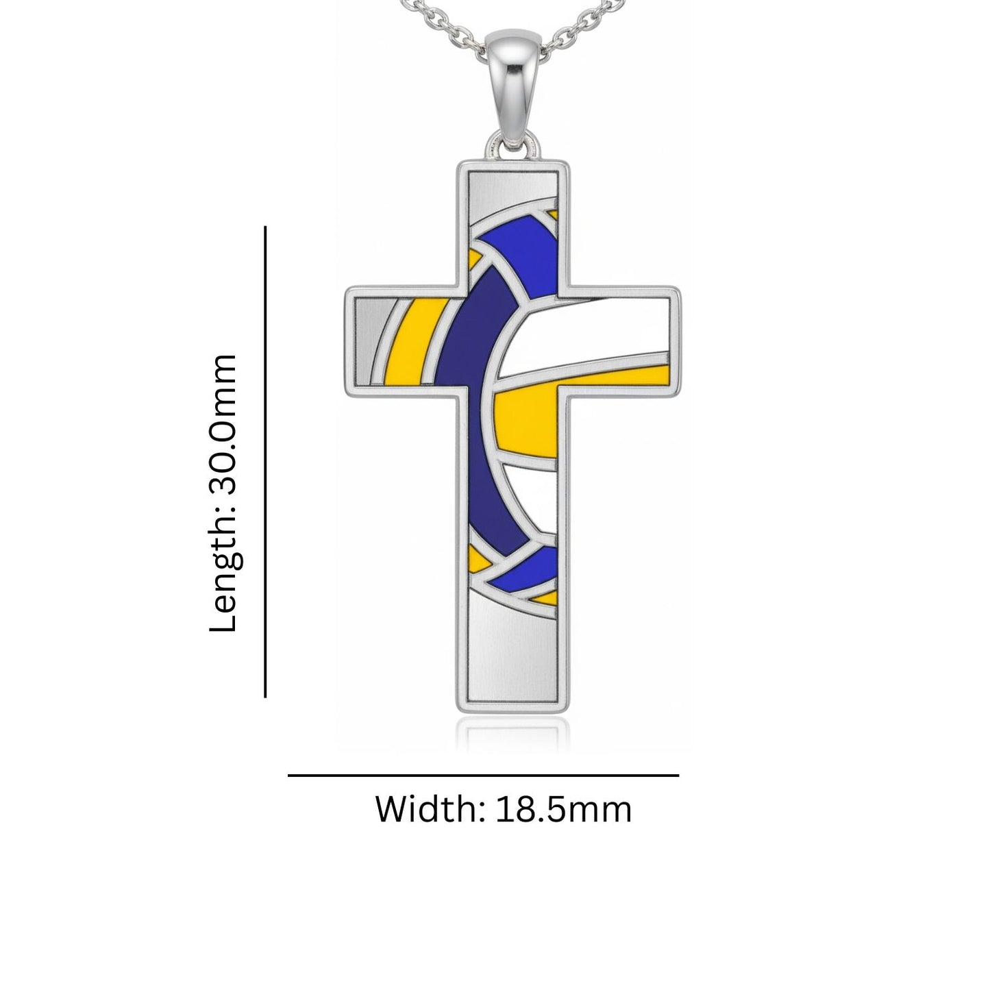 Volleyball Captain Cross Pendant With Enamel