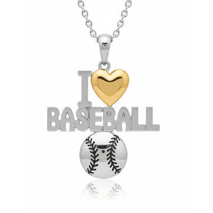 Homerun Heart Baseball Pendant With Gold Plated Heart
