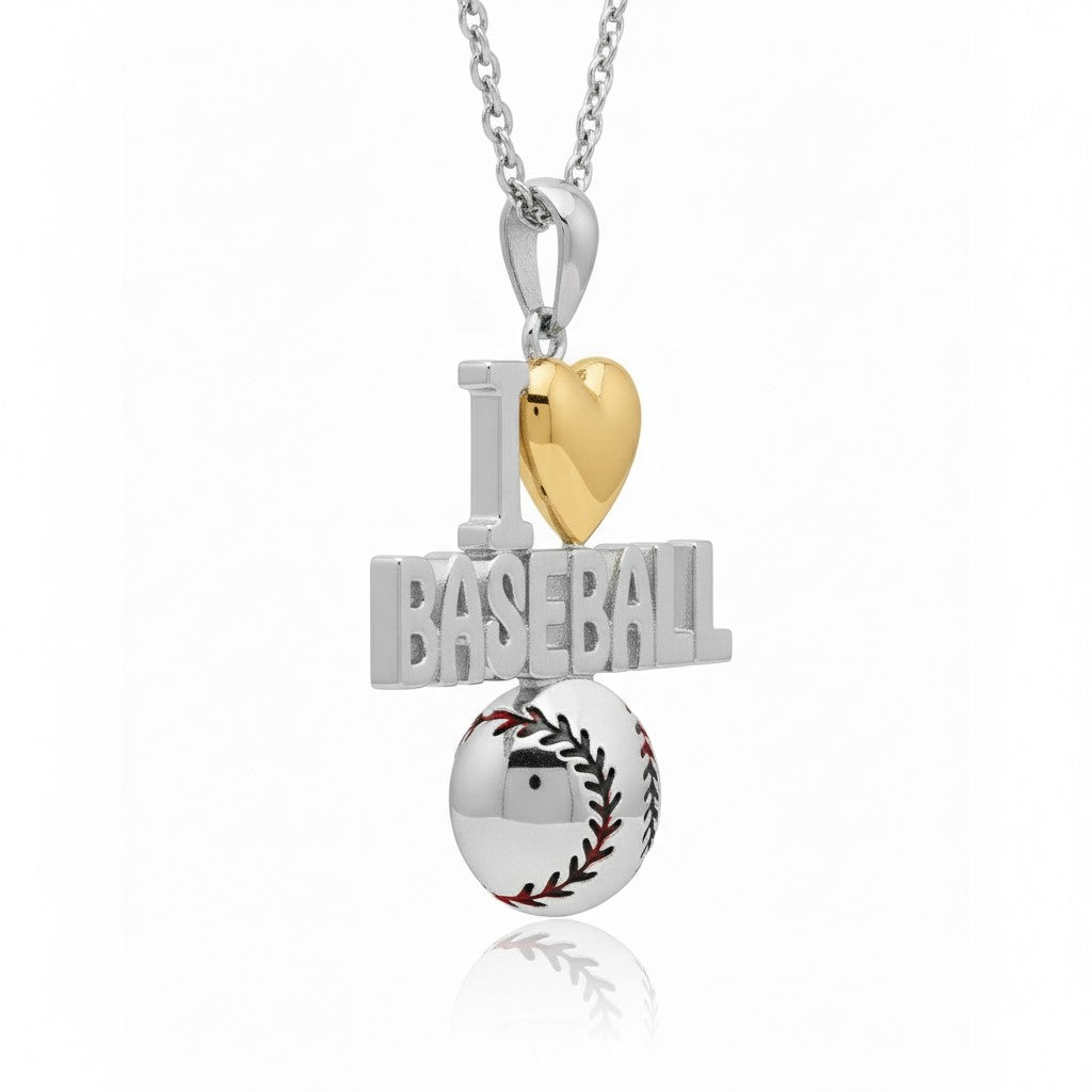Homerun Heart Baseball Pendant With Gold Plated Heart