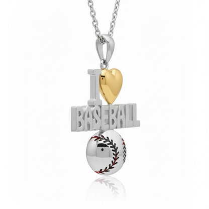 Homerun Heart Baseball Pendant With Gold Plated Heart