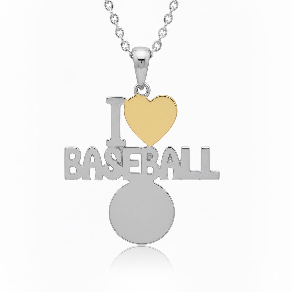 Homerun Heart Baseball Pendant With Gold Plated Heart