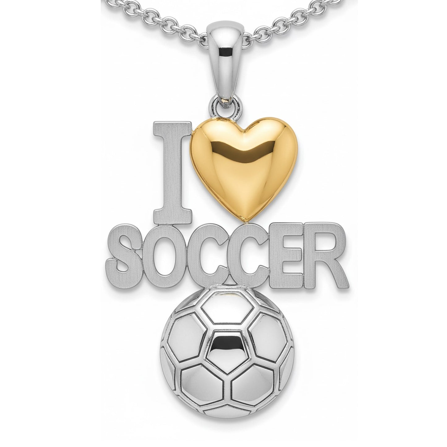 Global Goal Heart Soccer Pendant With Gold plated Heart