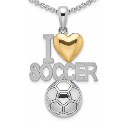 Global Goal Heart Soccer Pendant With Gold plated Heart
