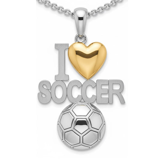 Global Goal Heart Soccer Pendant With Gold plated Heart