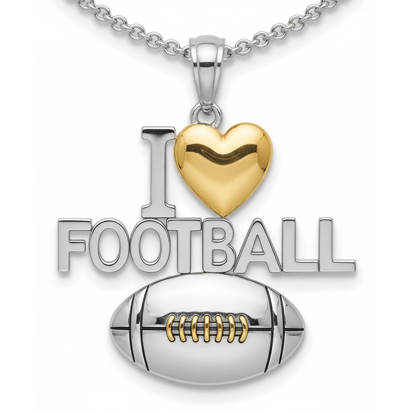 Touchdown True Love Football Pendant With Gold Plated Heart